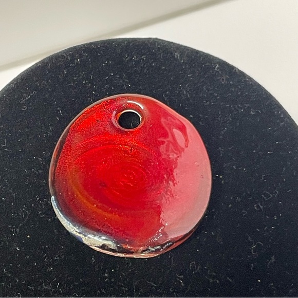 Colorful Orange, Blue, Gold and Silver  Swirl Glass Pendant - Picture 2 of 8